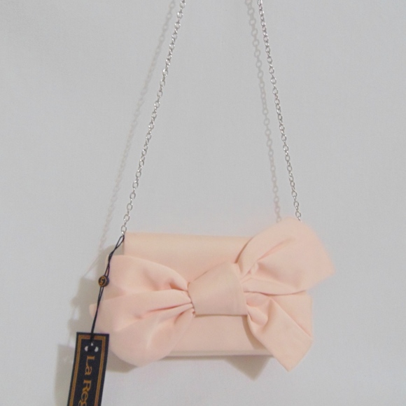 La Regale Handbags - La Regale Women's Satin Bow Clutch - Blush